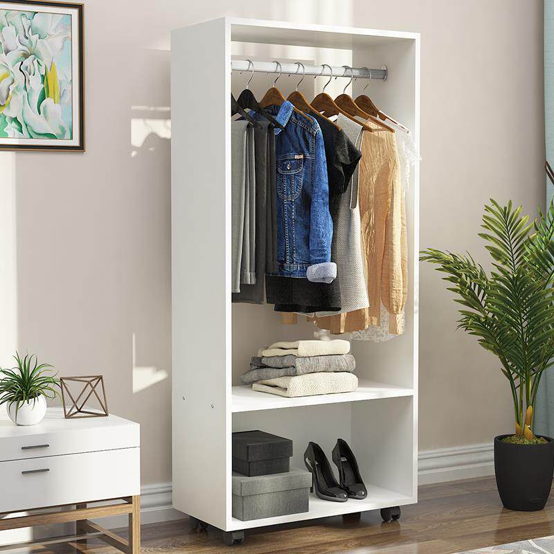 简约卧室落地移动衣帽架带轮简易挂衣架置物放鞋架儿童挂衣架衣柜