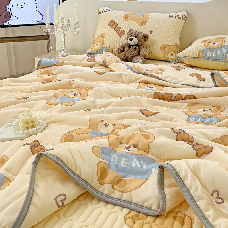 夏季乳胶凉席夏被四件套小清新冰丝软席子三件套夏天薄被卡通床垫