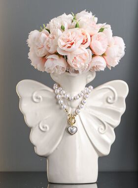 创意轻奢艺术陶瓷蝴蝶花瓶摆件客厅桌高级感插花花器装饰摆设家居