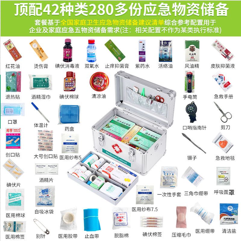 医药箱家用带药品收纳盒急救箱全套工厂医疗应急物资储备家庭药箱