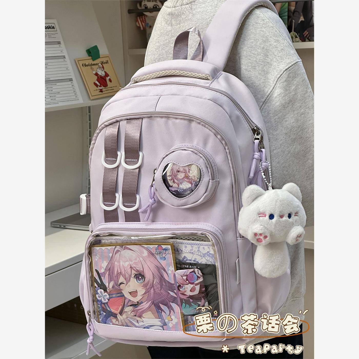 日系ins可爱吧唧痛包双肩包 初中女生高中学生书包女通勤旅行背包