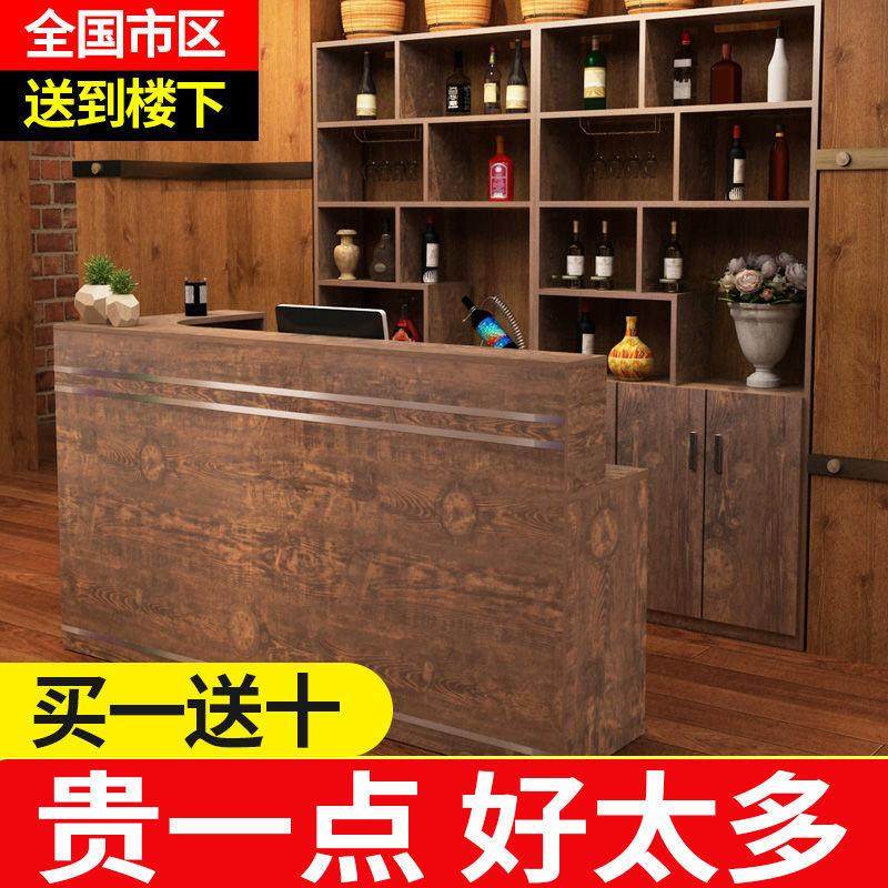 饭店收银台酒柜组合一体靠墙餐厅酒柜前台接待桌简约现代转角吧台