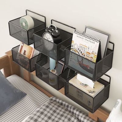 宿舍墙上置物架学生寝室收纳架子免打孔上铺神器床头床上床边挂篮