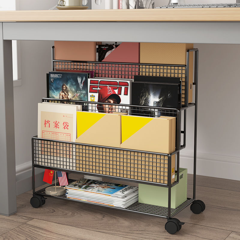 多功能移动收纳储物架子办公室桌下书本多层落地推车带轮置物书架
