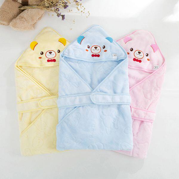 初生婴儿绣花抱被春秋外出新生儿法兰绒襁褓包被巾宝宝防惊跳睡袋