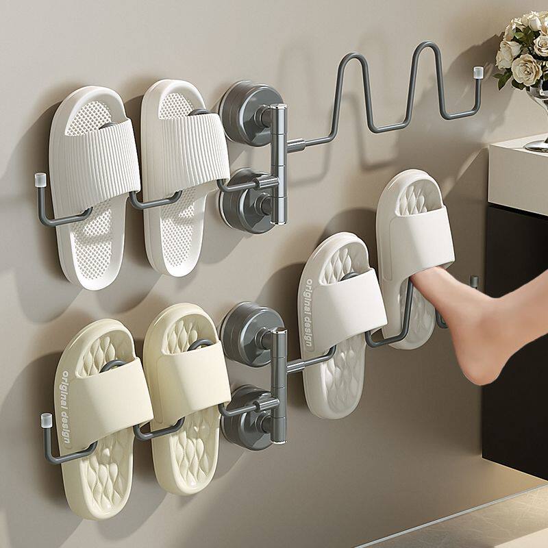 吸盘拖鞋挂架浴室免打孔阳台旋转壁挂式晾鞋架阳台可折叠晒鞋神器