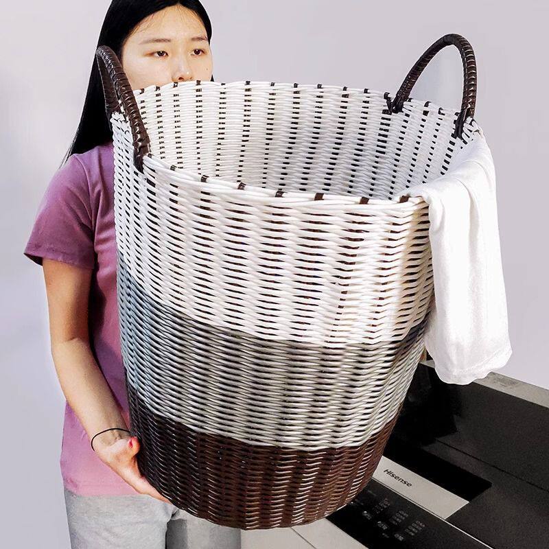 脏衣篮仿藤手工编织脏衣篓衣服收纳筐家用衣篓放衣框衣物收纳神器