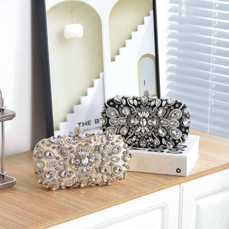 新款复古镶钻手工钉珠宴会包手拿包礼服包旗袍女包气质女包