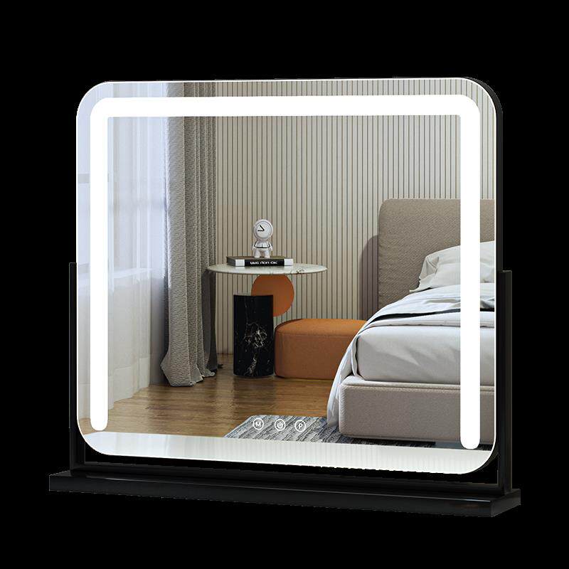 旋转化妆镜台式led灯镜子梳妆镜灯带大号家用网红宿舍桌面补光镜