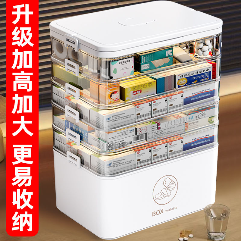药箱家用大容量医疗箱常备药品分装盒学生宿舍多层杂物收纳盒塑料