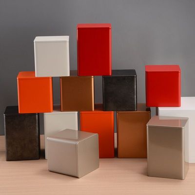 通用茶叶罐包装盒马口铁盒铁罐喜糖盒方形纯色四方罐简约可定制