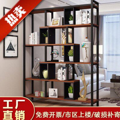 轻奢书架置物架货架隔断组合落地博古多层储物架展示架办公屏风黑