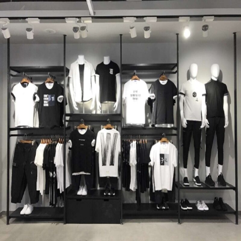 服装店货架展示架上墙组合中岛正挂侧挂男装女装店立柱橱窗挂衣架