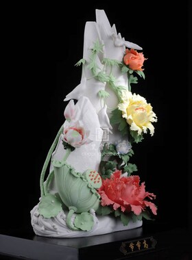 节节高瓷花摆件陶瓷花卉工艺品瓷花 居家办公室陶瓷礼品收藏摆件