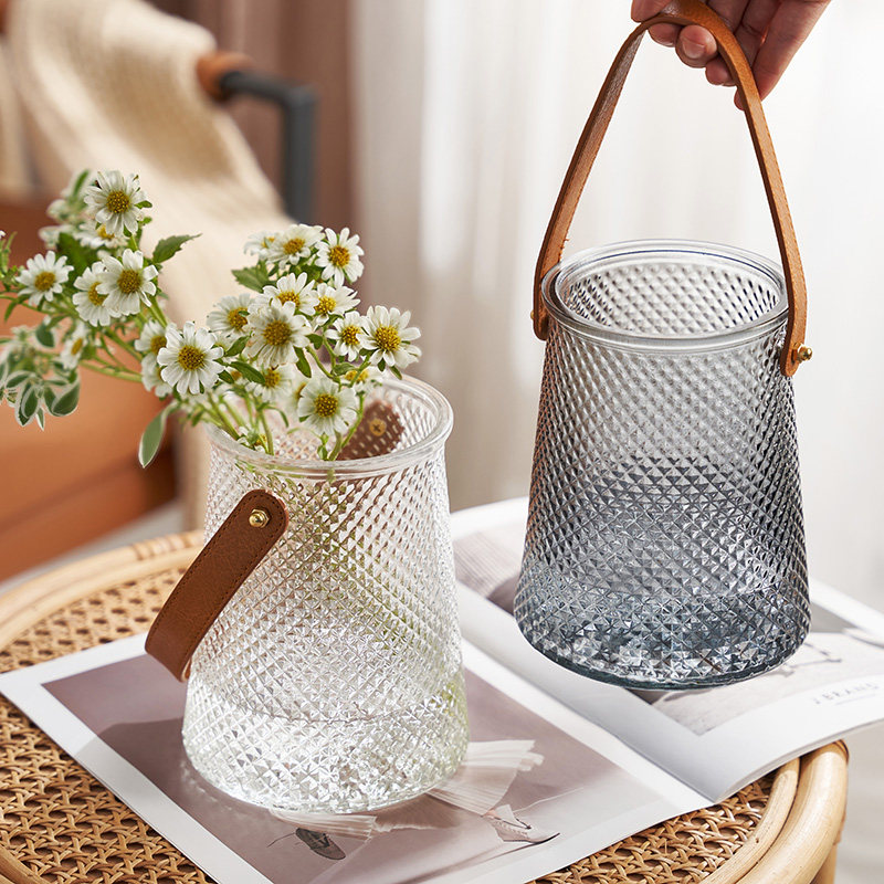 轻奢创意皮革手提花瓶玻璃水养插花玫瑰百合客厅餐桌装饰摆件网红,鲜花速递/花卉仿真/绿植园艺,花瓶,淘宝优惠券,粉丝福利购,淘宝优惠卷