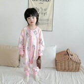 婴儿童分腿睡袋宝宝春秋夏季 纯棉男女孩防踢被连体睡衣家居服 薄款