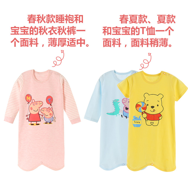 儿童睡袍长袖0男女宝宝睡裙防踢1纯棉2婴儿睡衣春秋冬季加厚3岁