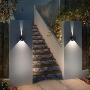 室外壁灯圆形上下照庭院花园外墙灯led大门口门头户外壁灯牌匾灯