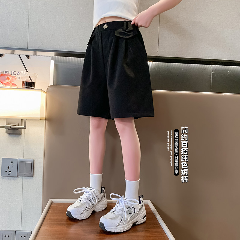 女童西装短裤2026夏装新款中大童洋气宽松中裤儿童夏季五分休闲裤图片
