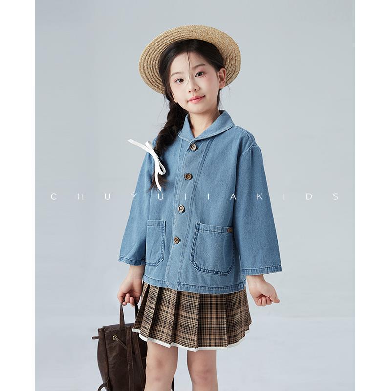 初羽家女童牛仔外套薄款2025春季新款洋气宽松男款儿童秋装上衣潮图片