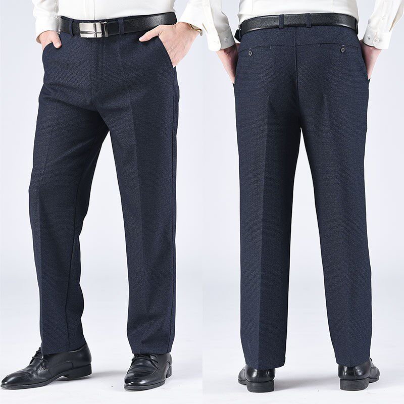 男士休闲裤秋冬款加绒加厚款中年男裤子商务冬季宽松中老年爸爸装