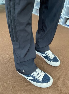 布老哥Blog透气孔黑色条纹美式休闲裤宽松机能直筒冲锋裤子K625