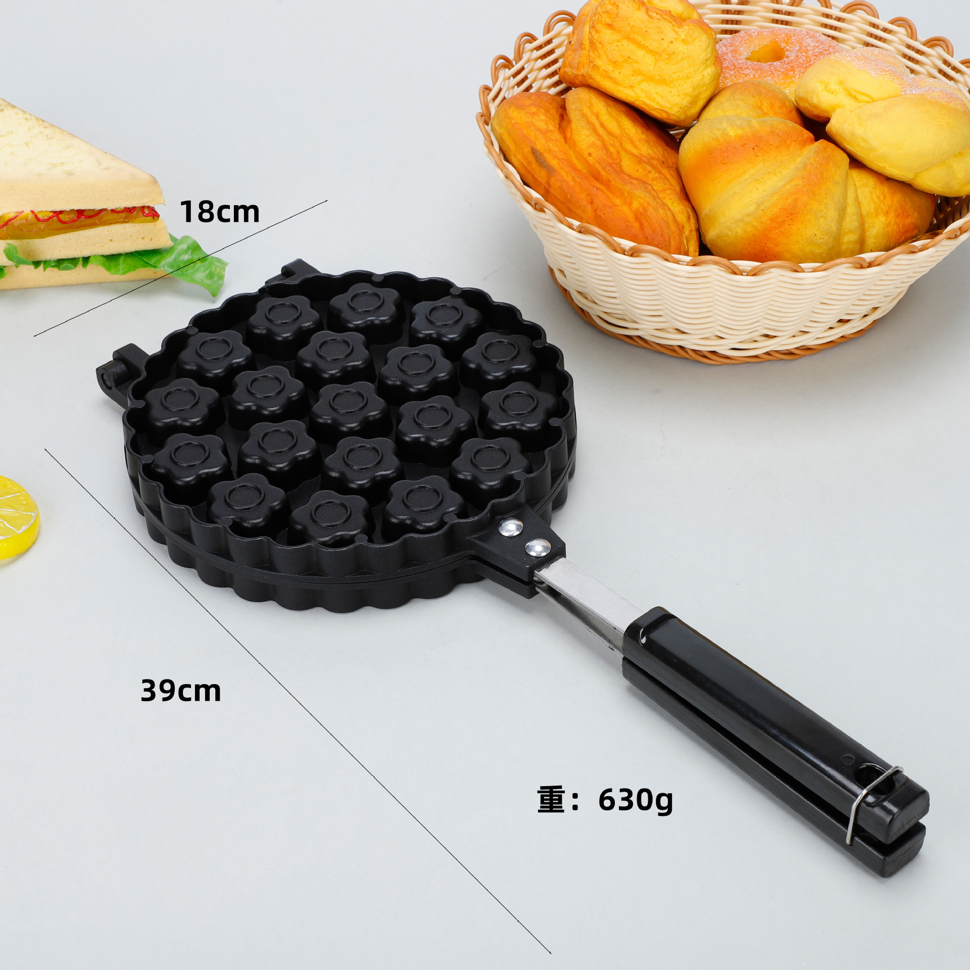 夕日红新款爆浆19孔梅花小蛋糕机鸡蛋糕模具摆摊家用商用不沾烤盘