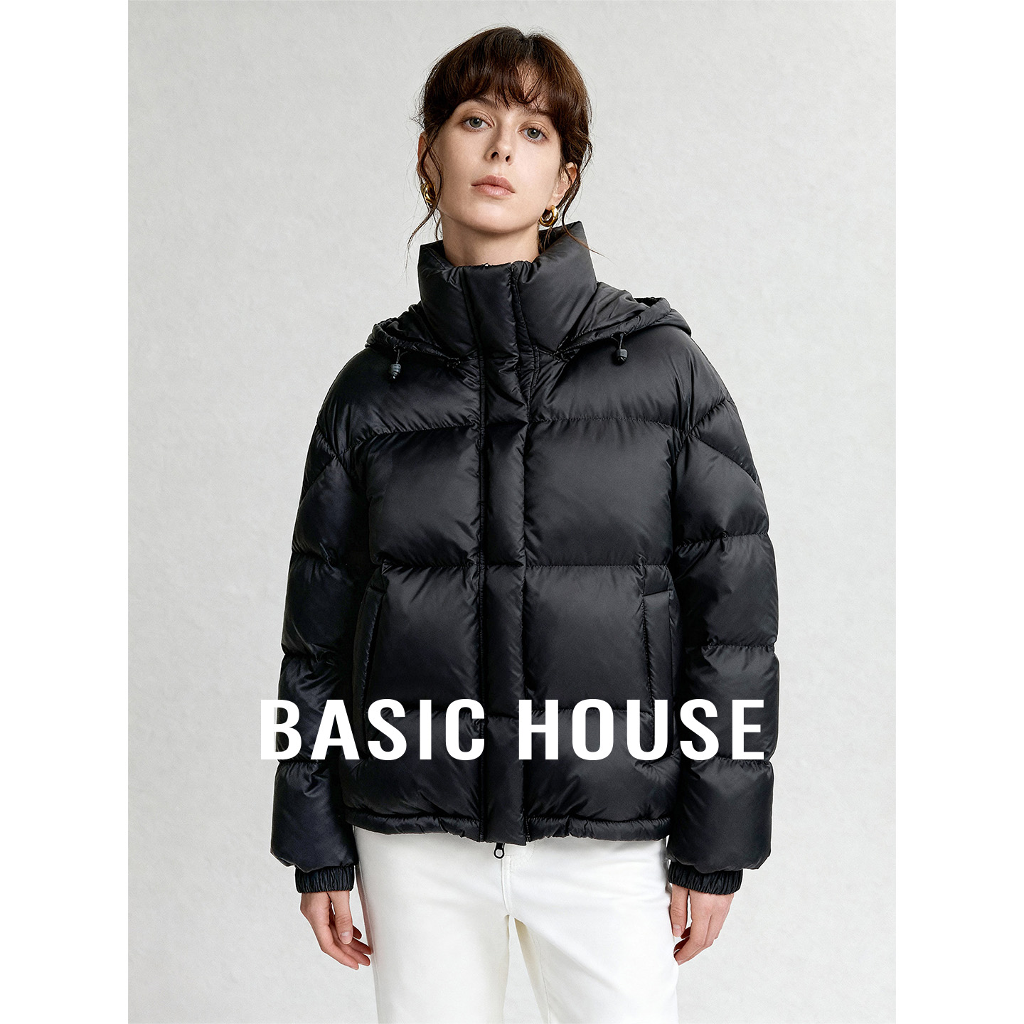 Basic House/百家好2025秋冬新款90白鸭绒短款羽绒服保暖百搭外套