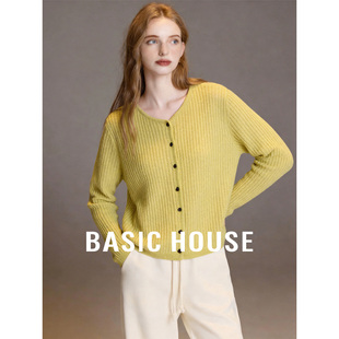 House 宽松显瘦开衫 百家好绵羊毛纯色长袖 女新款 上衣 针织衫 Basic