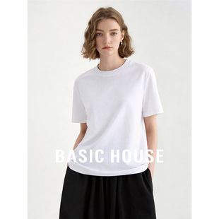 T恤女2026新款 百家好纯色套头简约短袖 显瘦圆领上衣 House Basic