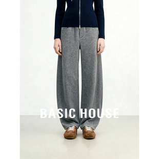 女加绒显瘦百搭直筒长裤 百家好25秋冬宽松阔腿运动裤 House Basic