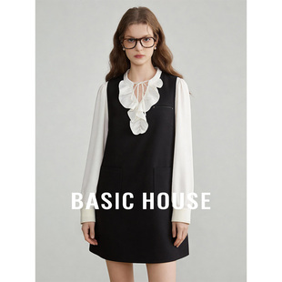Basic House/百家好休闲套装女春季甜美减龄长袖衬衫裙子两件套