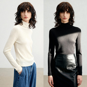 Basic House/百家好高领基础款修身保暖羊毛衫女柔软亲肤纯色打底