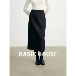 加绒半身裙女秋冬保暖百搭H裙 百家好高腰纯色基础版 Basic House