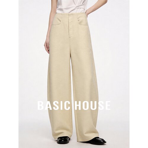 Basic House/百家好2026新款阔腿裤女宽松百搭垂感弯刀裤休闲长裤