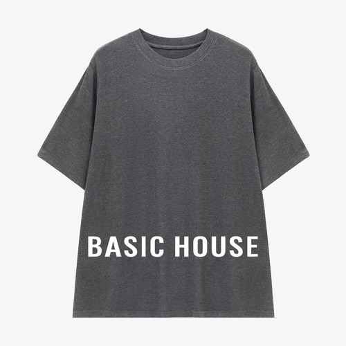 Basic House/百家好极简透气桑蚕丝T恤宽松慵懒舒爽显瘦纯色上衣