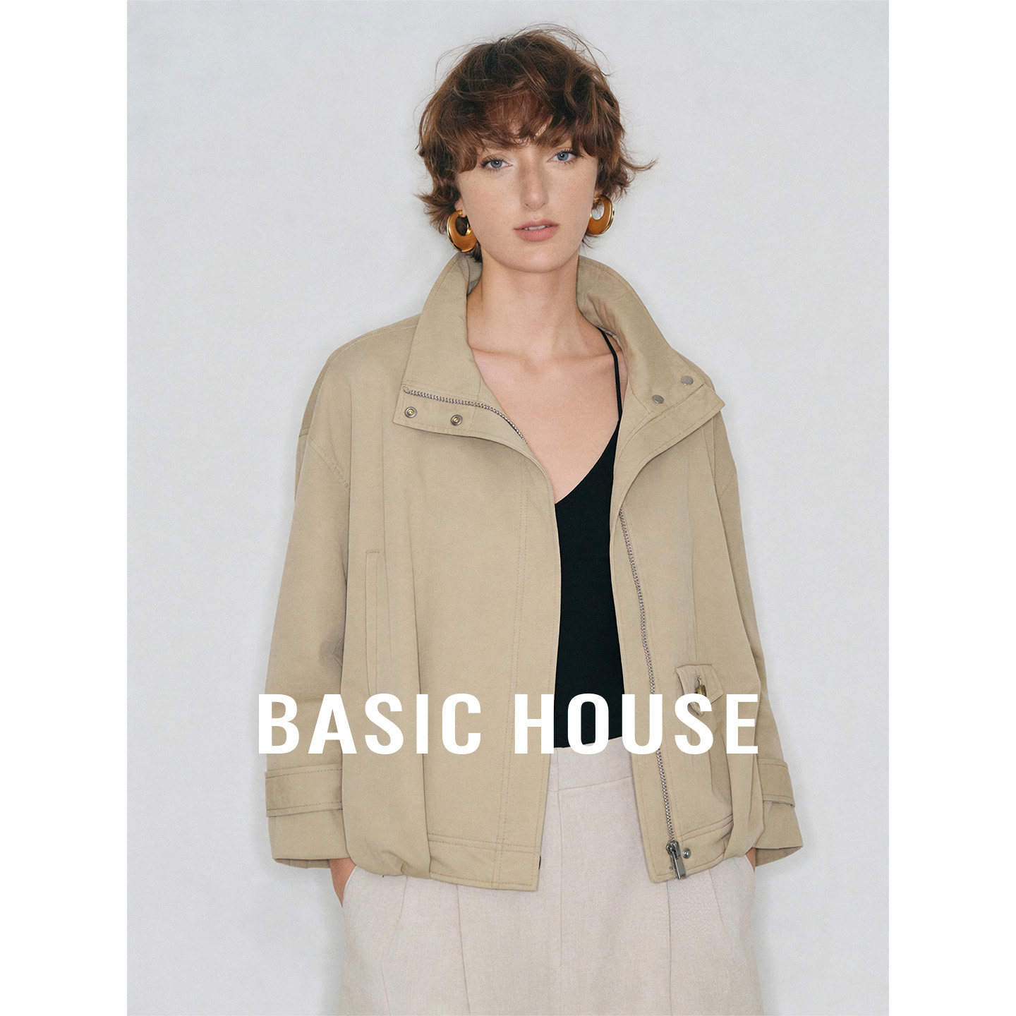 Basic House/百家好26秋季时尚休闲工装外套女士百搭长袖风衣上衣