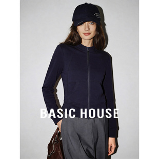 立领短款 Basic 新款 百家好2026春季 上衣运动风正肩卫衣外套 House