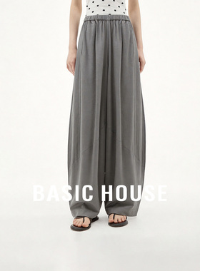 Basic House/百家好莱赛尔宽松休闲阔腿裤垂坠高级感香蕉裤弯刀裤