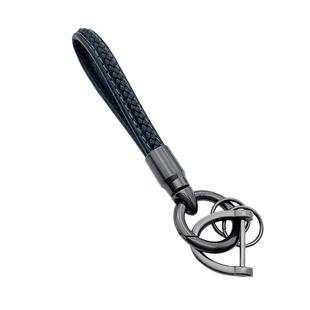 创意子弹头旋转钥匙扣男女真皮汽车钥匙扣合金挂件情侣编织钥匙炼