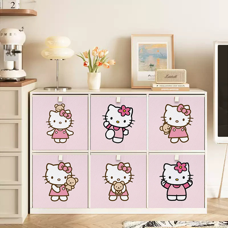 helloKitty粉色卡通卡莱克收纳筐少女生房玩具收纳整理折叠储物筐