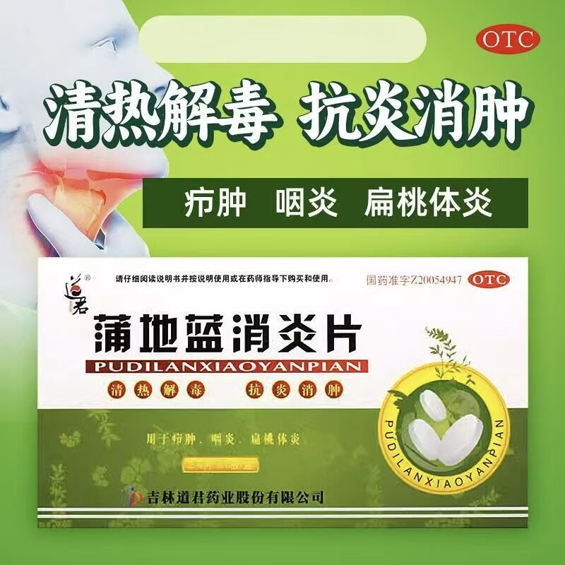 道君蒲地蓝消炎片 24片 清热解毒抗消肿疖肿炎咽炎扁桃体炎消炎药