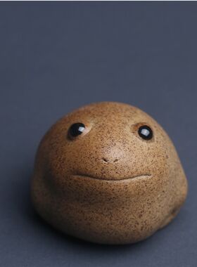 粗陶大眼萌蟾淘沙三脚招财金蟾迷你小号茶宠摆件可爱有趣个性茶具
