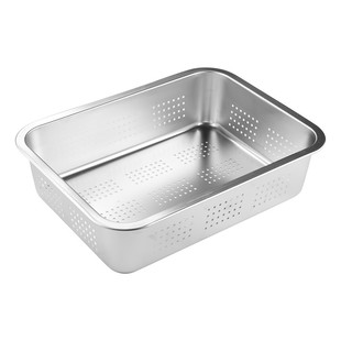 不锈钢长方形漏盆加厚大号洗菜盆带孔沥水框厨房滤油盘带盖容器