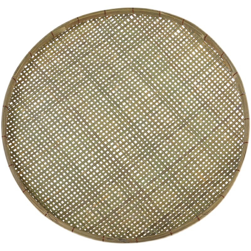铜丝扎边竹编晾晒竹扁有孔筛子圆形竹簸箕家用编织手工竹制品竹筛