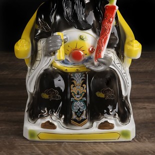 高档陶瓷坐龙椅包公像包拯包青天 彩绘佛神像 法官家居摆件