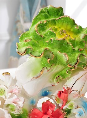 鱼摆件白菜陶瓷家居装饰品客厅结婚礼物电视柜酒柜创意摆设工艺品