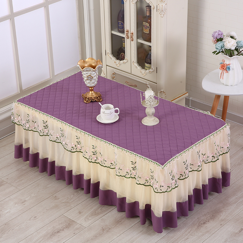 茶几桌布长方形客厅餐桌防尘垫蕾丝电视柜帘盖布布艺全包茶几套罩