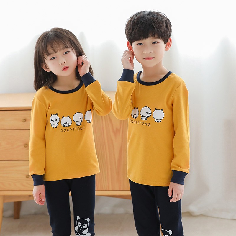 儿童纯棉内衣套装男孩女孩打底薄款秋衣秋裤春秋中大童宝宝棉内衣