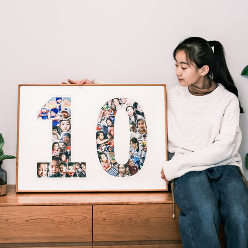 宝宝周岁纪念相框diy定制洗照片儿童成长记录1年实木画框装裱挂墙